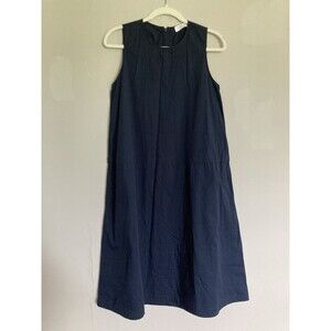 Everlane Sleeveless A-line Swing Dress 4 Navy Blue Cotton Stretch